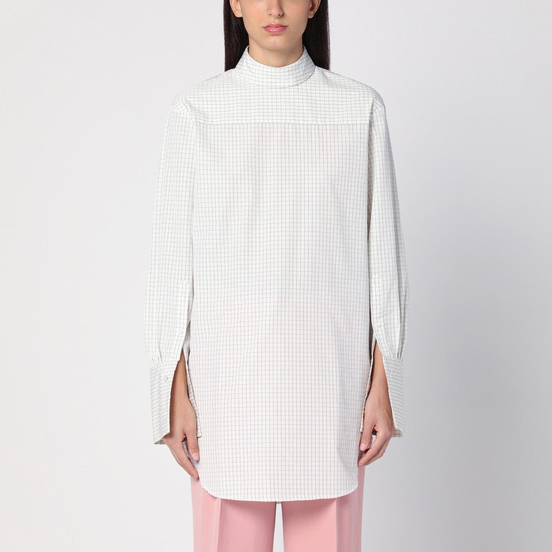 White Checked Popeline Turtleneck Shirt