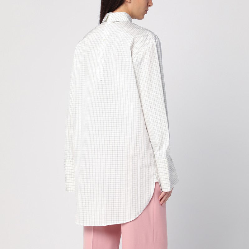 White Checked Popeline Turtleneck Shirt