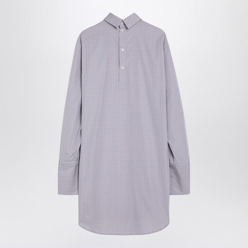 Light Blue Checked Popeline Turtleneck Shirt