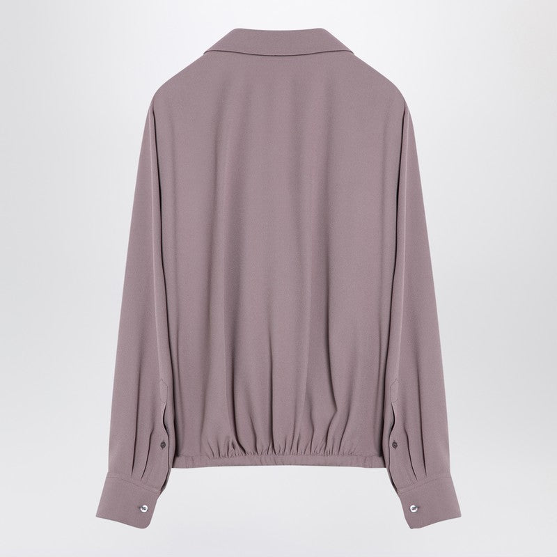 Pink Viscose Blend Drawstring Shirt