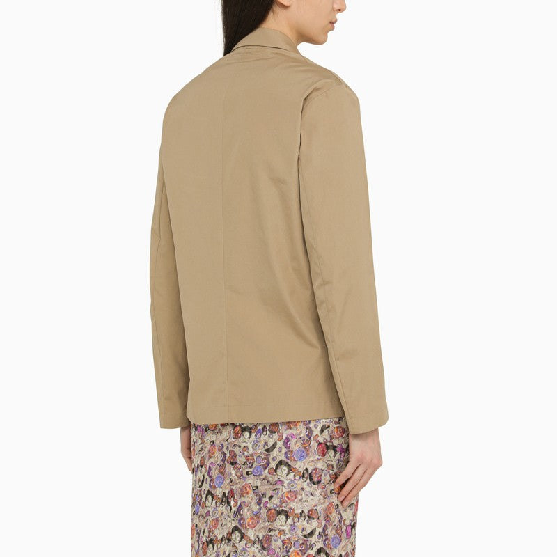 Beige double-breasted cotton jacket