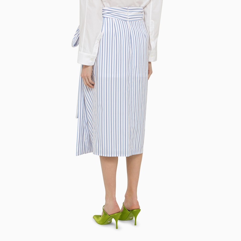 White striped blue cotton midi skirt