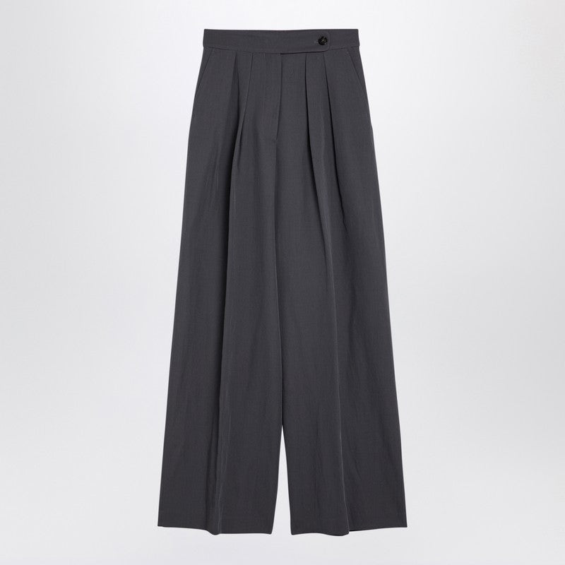 Taupe Wool-blend Wide Trousers