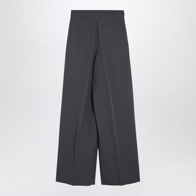 Taupe Wool-blend Wide Trousers