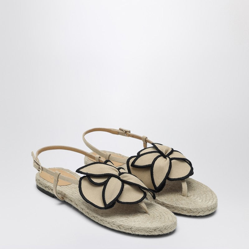 Sandal In Sand Color With Flower