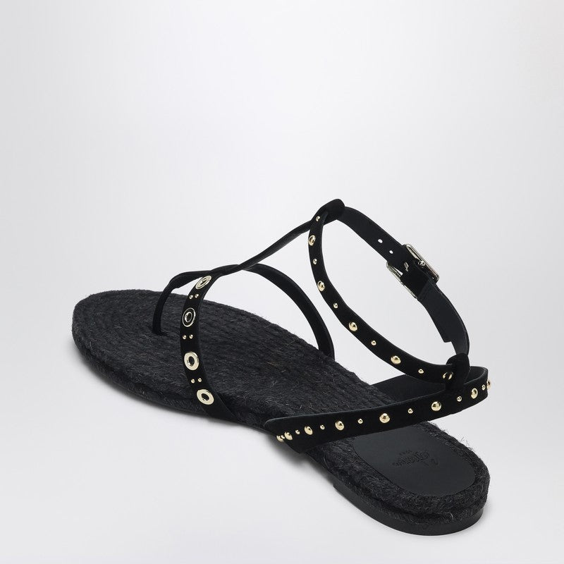 Low-heeled Black Pati With Studs