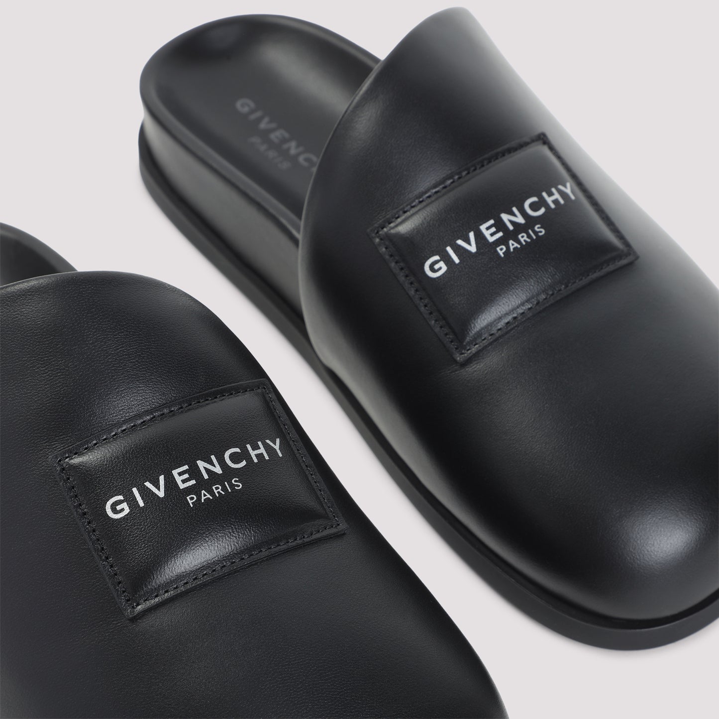 Black Lamb Leather Mules