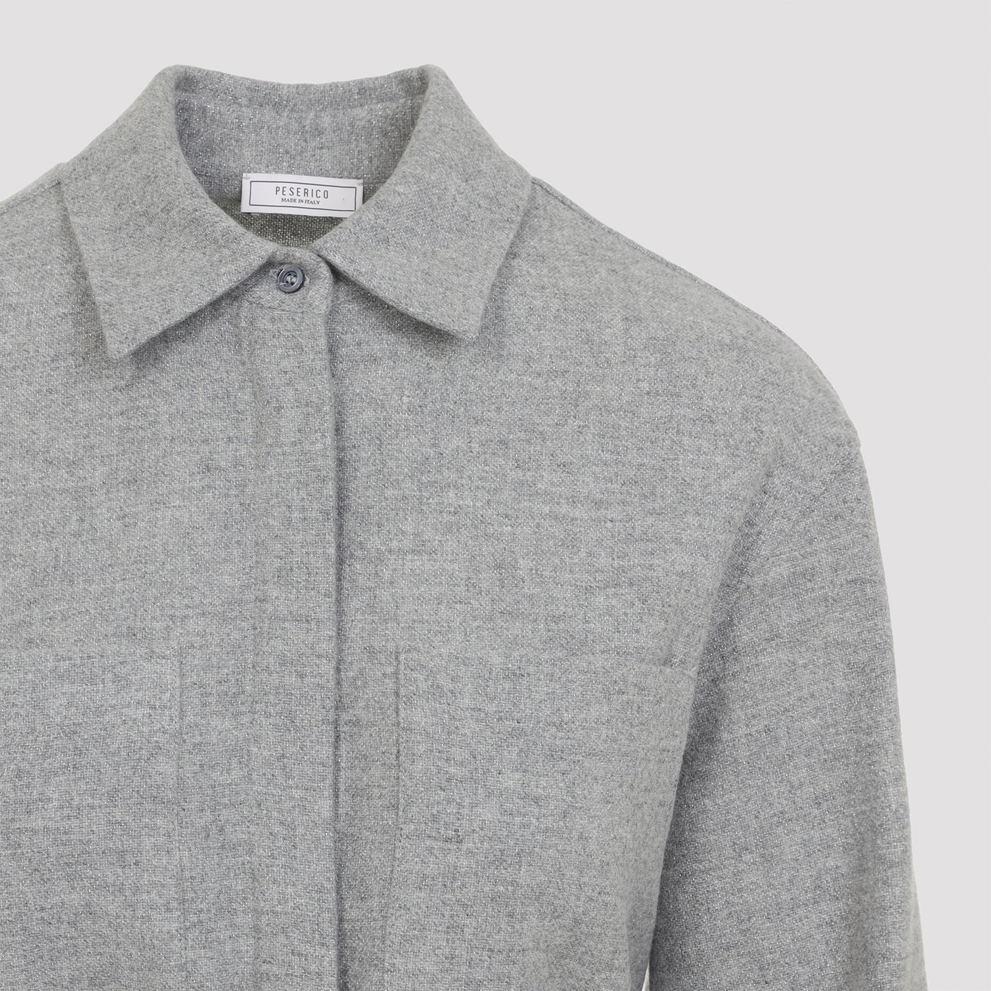 Stone Grey Virgin Wool Flannel Shirt