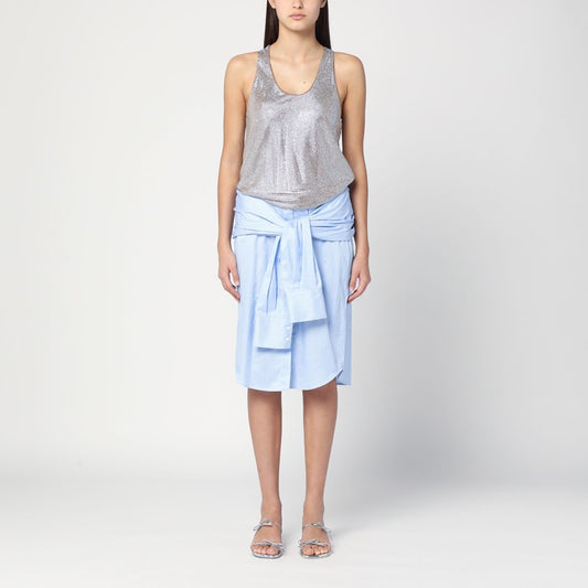 Shirt Dress In Light Blue With Rhinestones