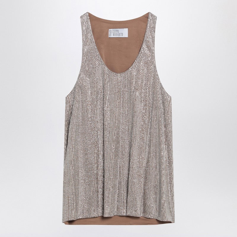 Tank Top With Silver Rhinestones