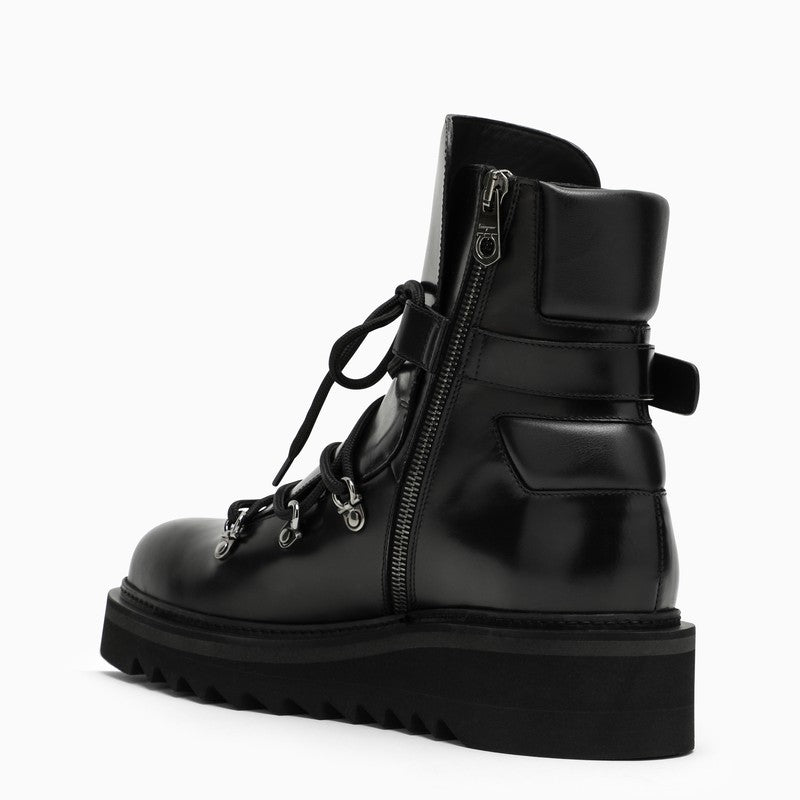 Black Leather Lace-up Boot