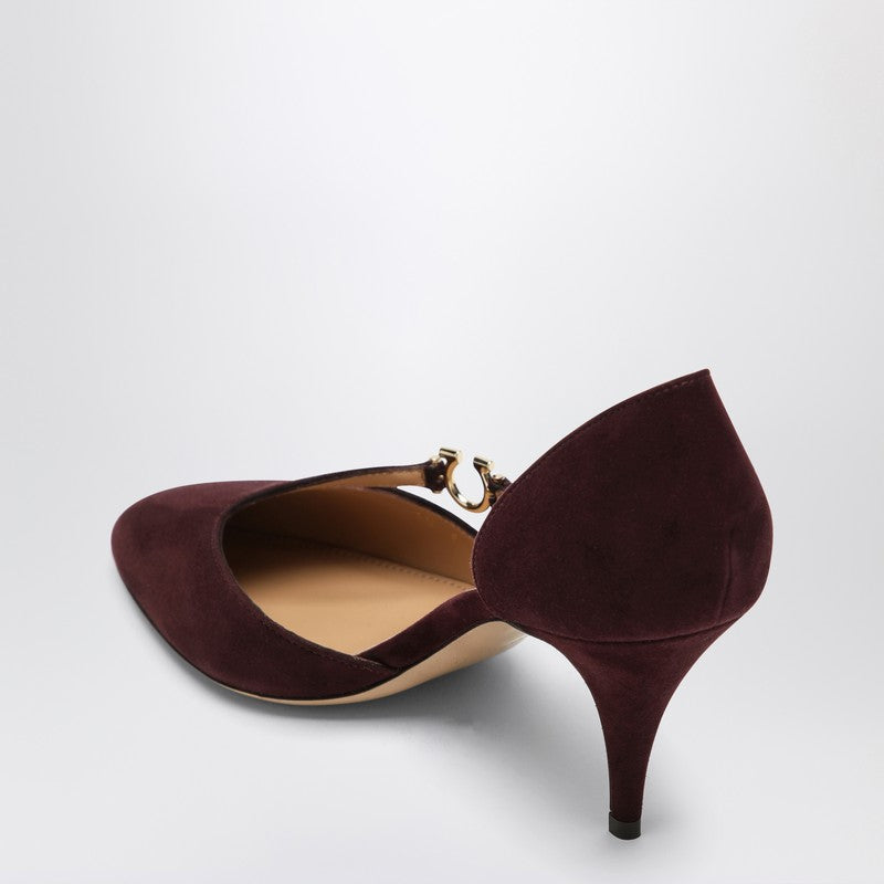 Pumps with Gancini detail Dark Barolo