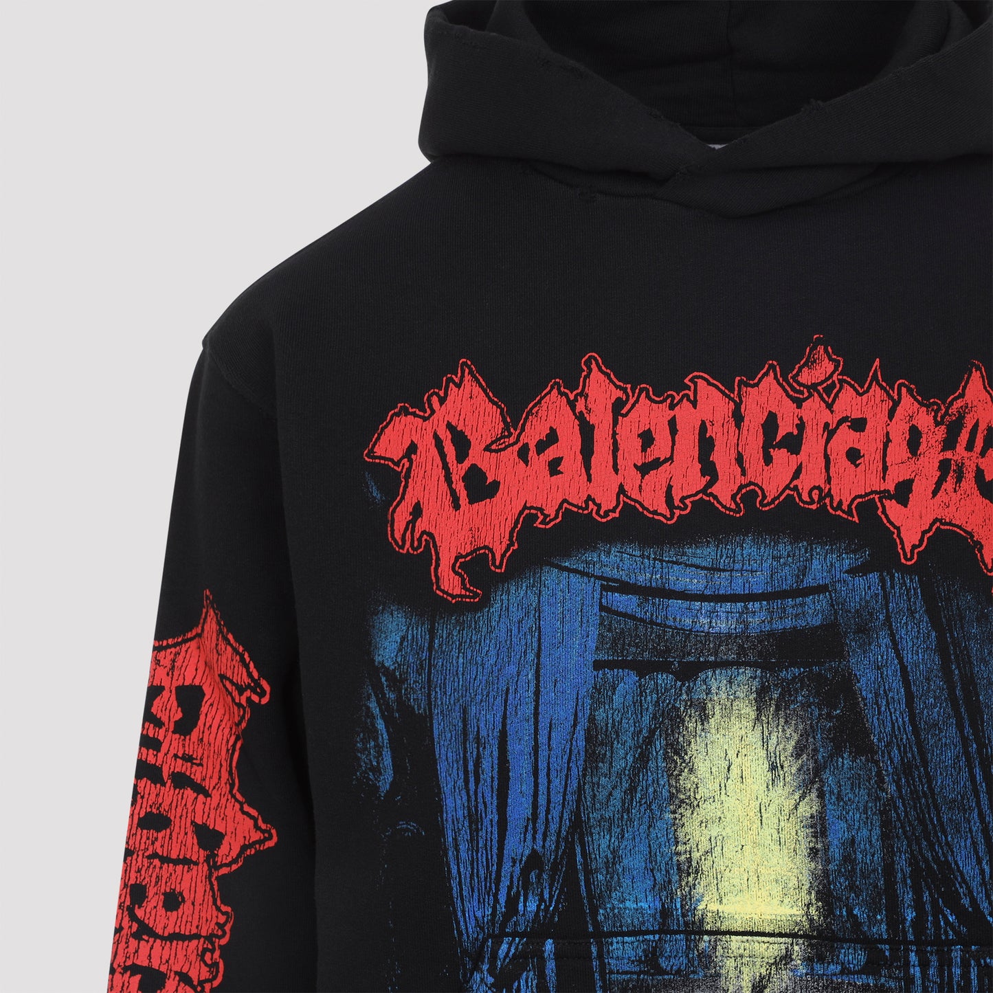 Black Medium Fit Cotton Hoodie