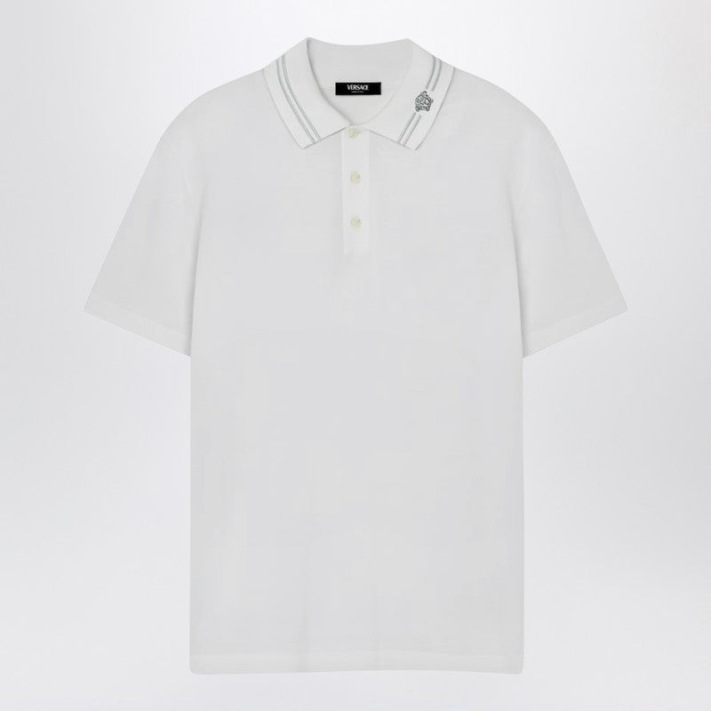 White polo shirt with Medusa embroidery