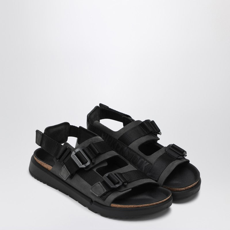 Black Shinjuku Sandal In Natural Leather And Tissue