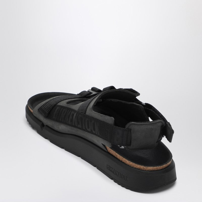 Black Shinjuku Sandal In Natural Leather And Tissue