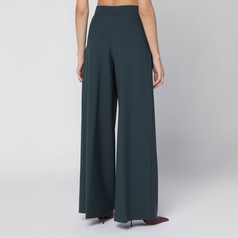 Straight pants with dark green pleats