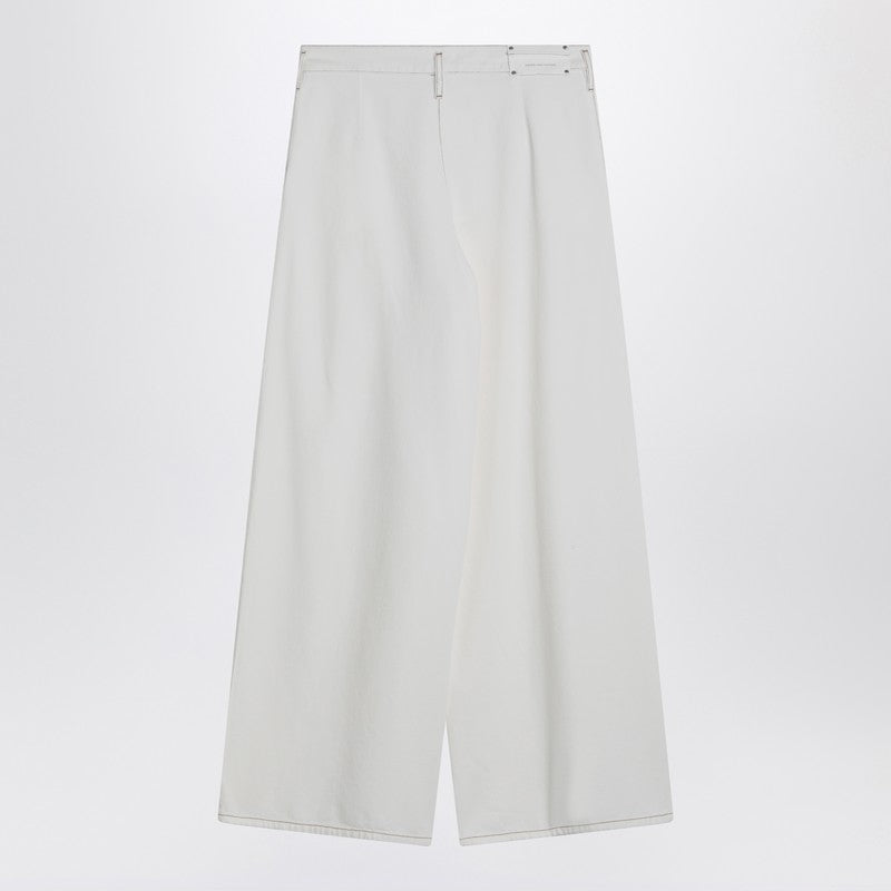 Wide White Trousers In Cotton