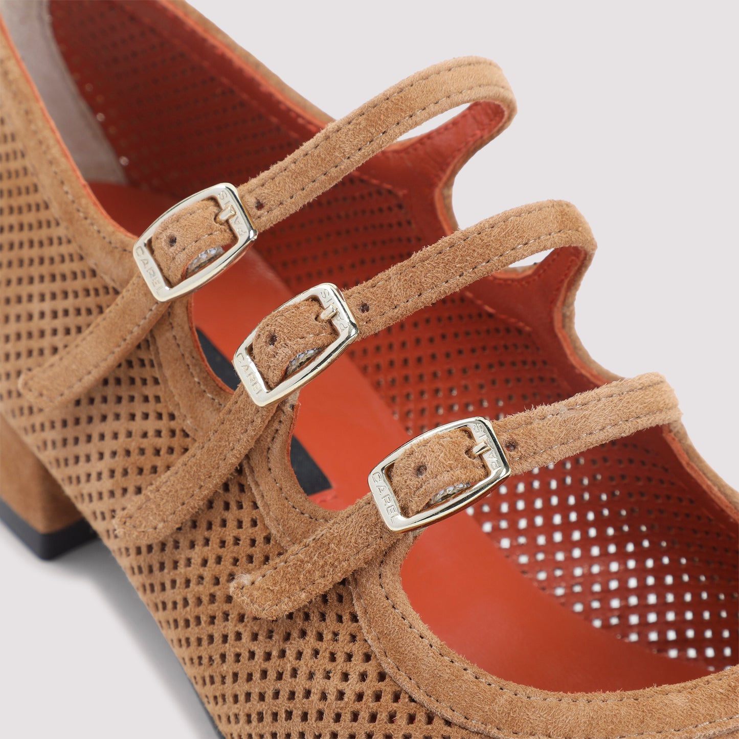 Tan Brown Suede Leather Ariana Split Suede Maryjane Pumps