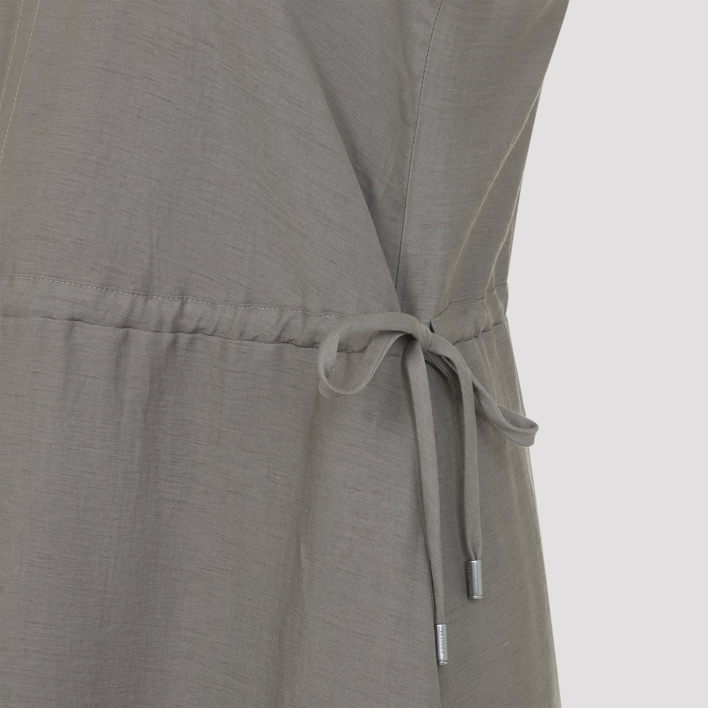 Brown Twill Cotton Midi Dress