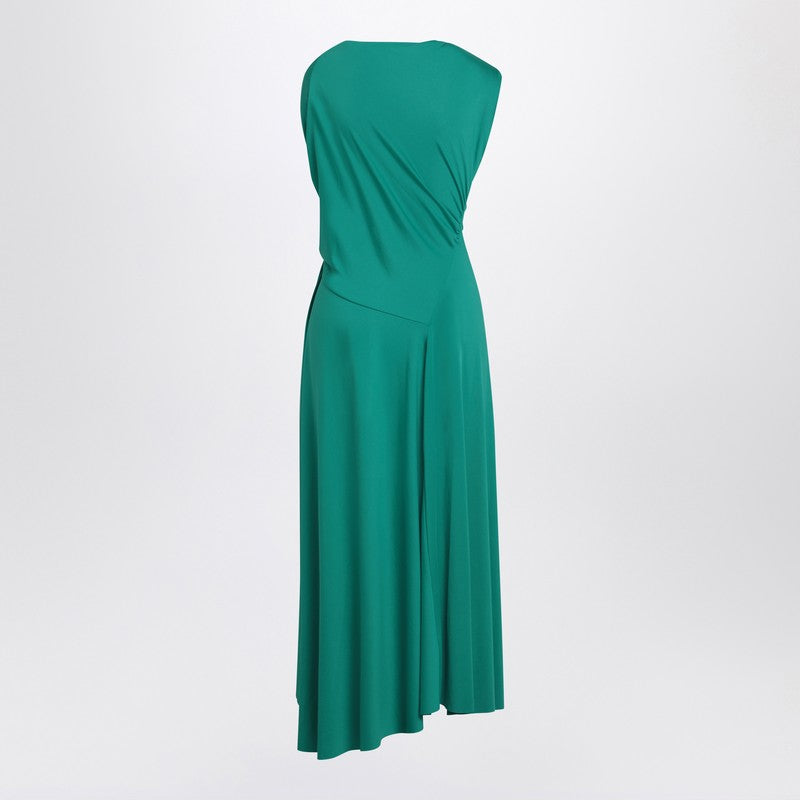 Peacock Coloured Dress With Draping