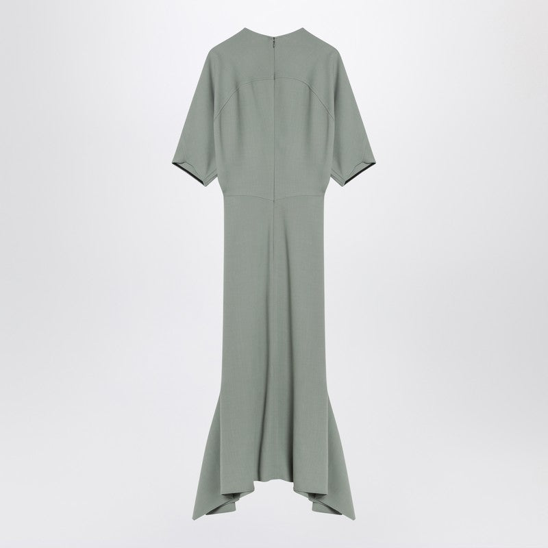Grey Green Wool Blend Midi Dress
