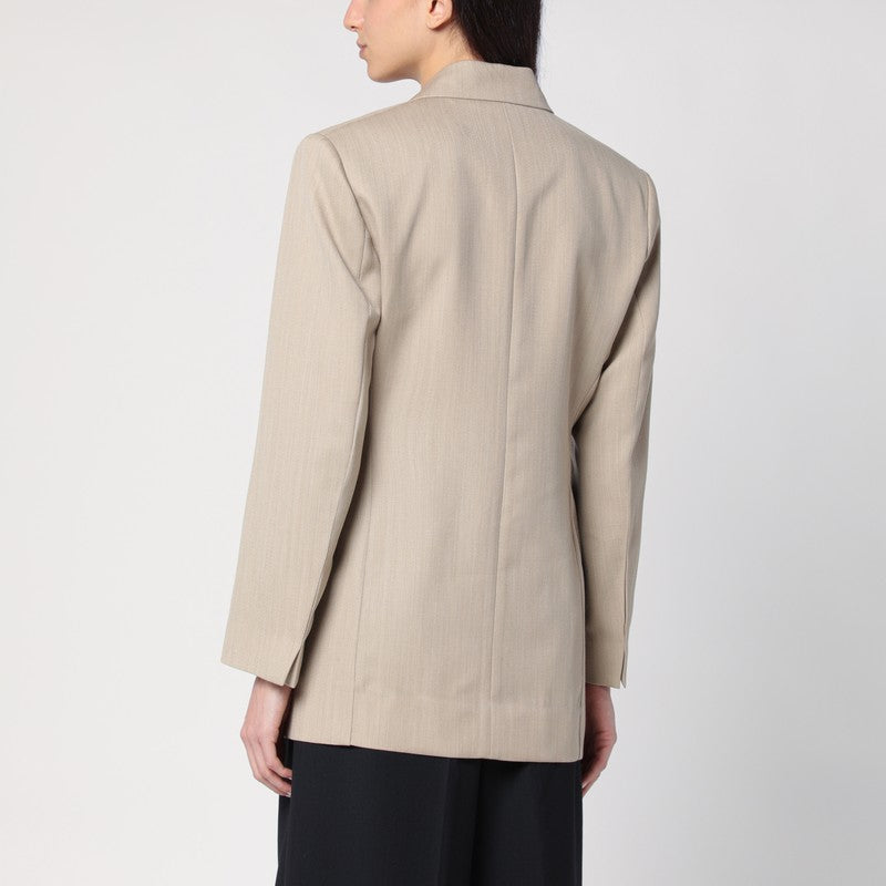 Beige Wool Jacket With Belt