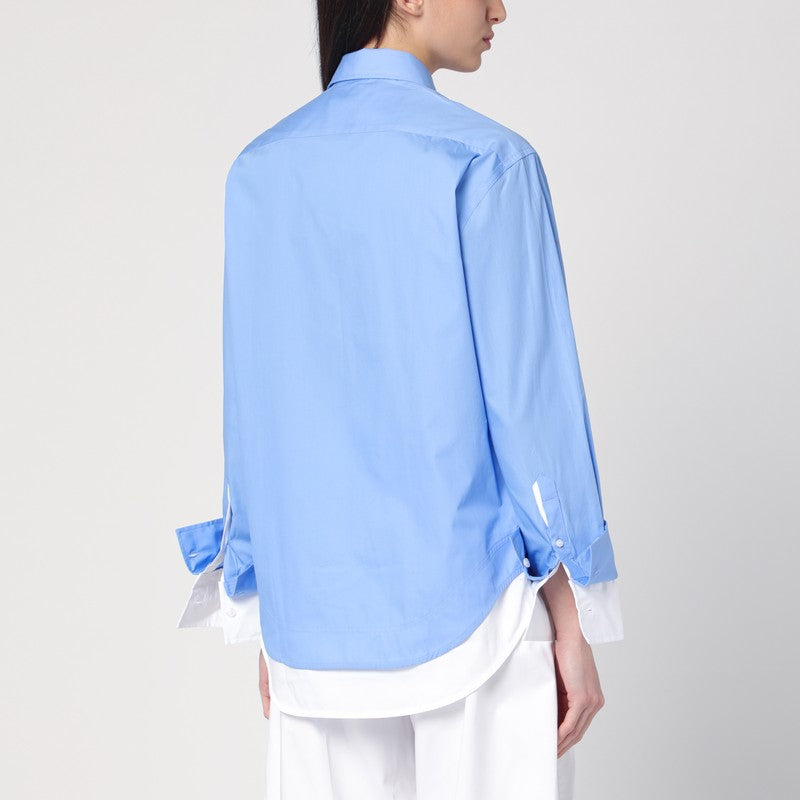 Double-layer Shirt In Light Blue/white