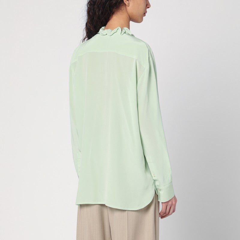 Light Green Shirt With Ruffles