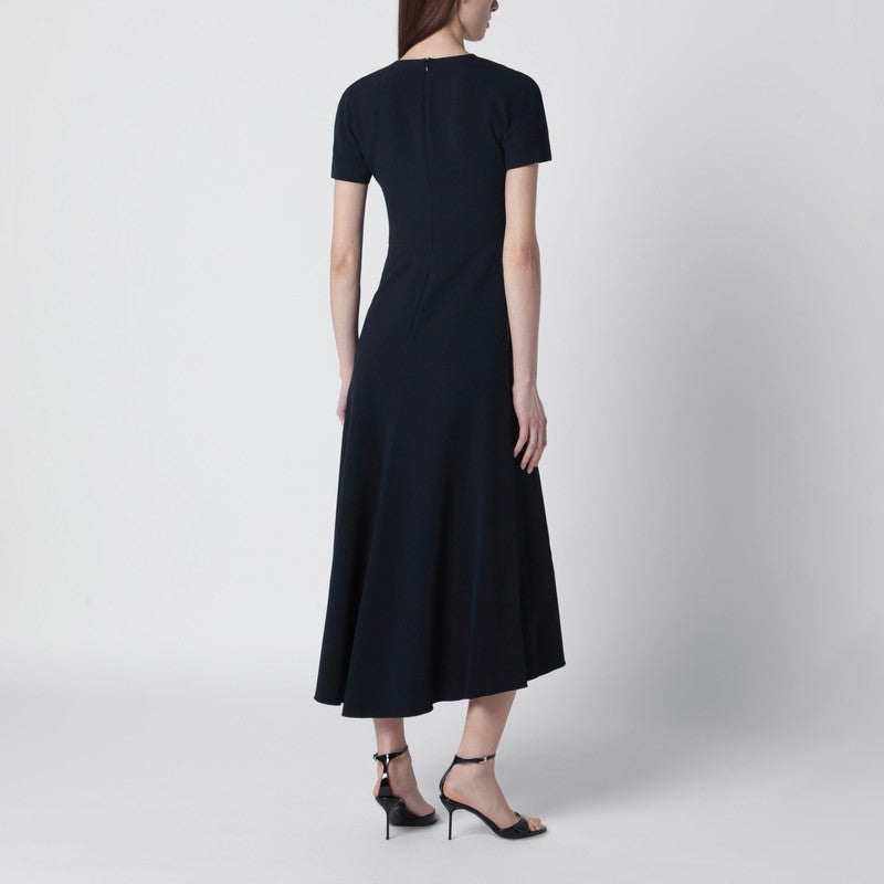 Blaire dress with gathered waist in navy blue