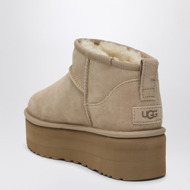 Classic Ultra Mini Boots With Sand-coloured Platform