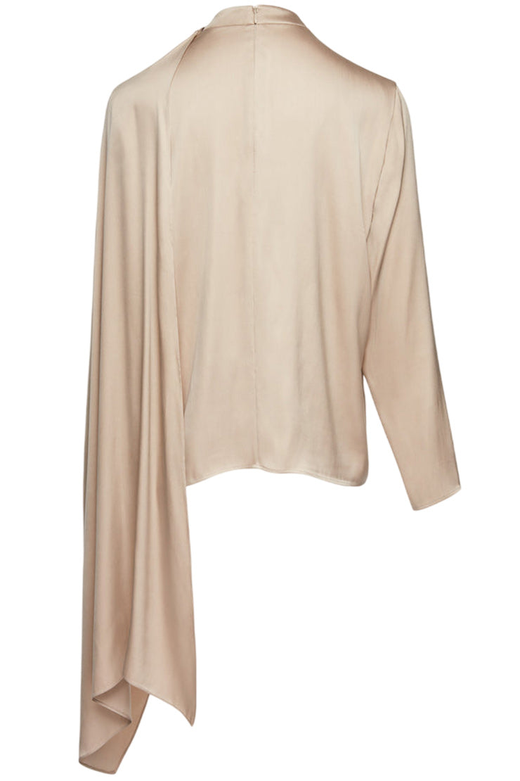 Cape-Effect Silk Blouse