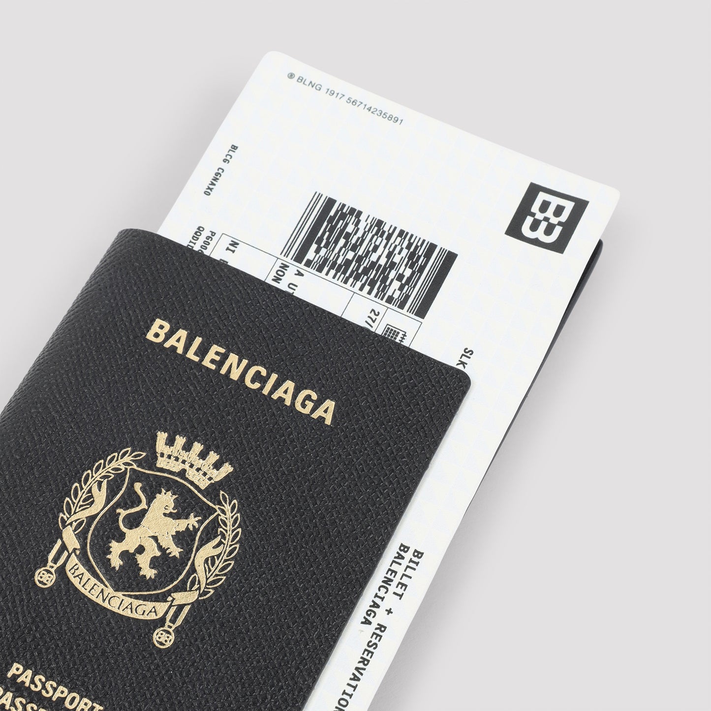 Black Passport Calf Leather Long Wallet