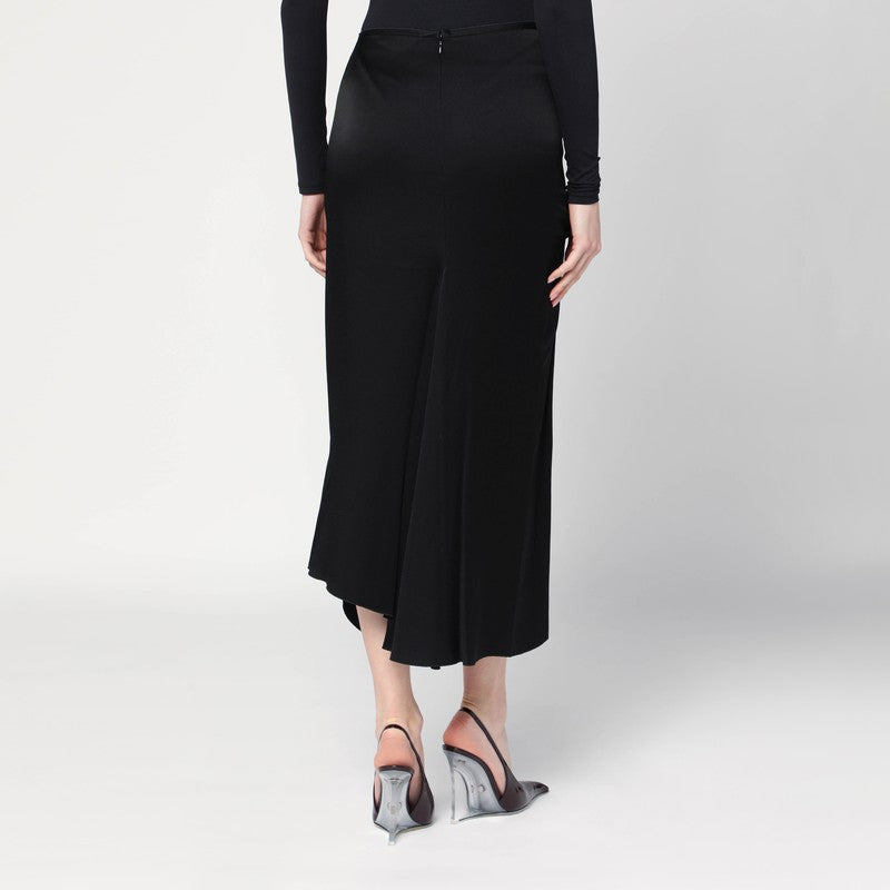 Black midi skirt with draping