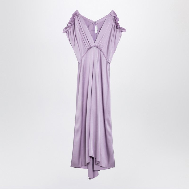 Petunia-Coloured Midi Dress With Ruffles