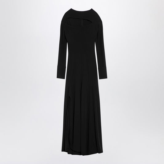 Black Viscose Dress With Cut-out