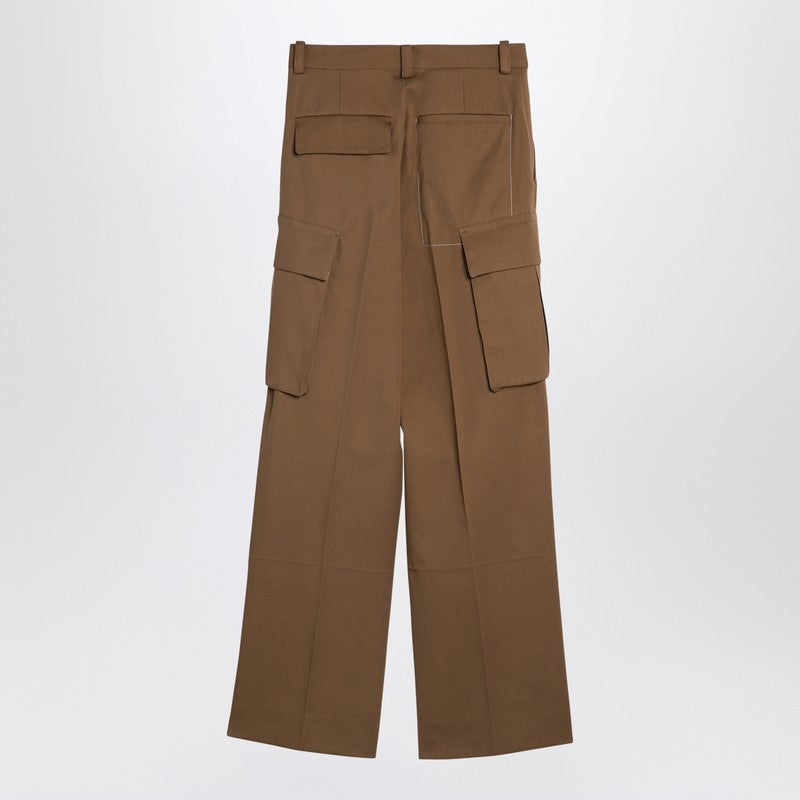 Tobacco-Coloured Cotton Cargo Trousers