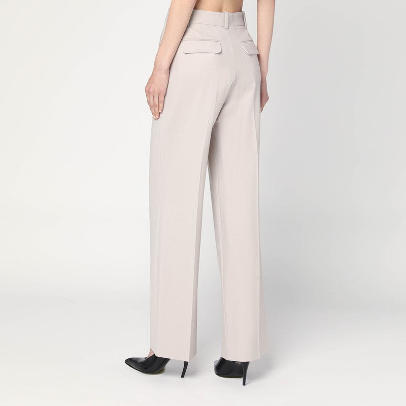 Pumice-coloured trousers in wool blend