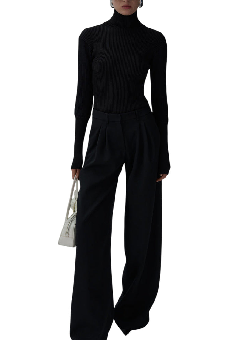 Wide-Leg Tailored Wool Pants