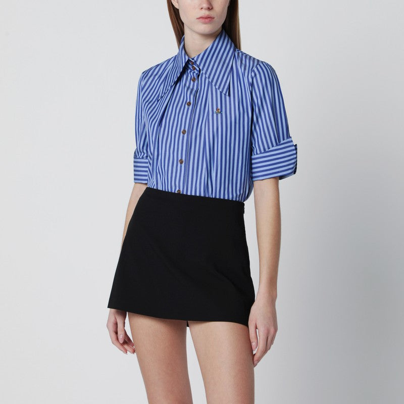 Blue striped short-sleeve shirt