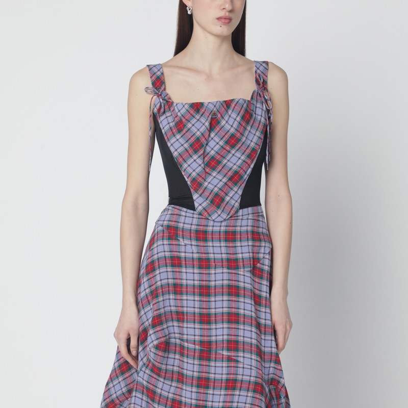 Puppy linen corset with tartan pattern