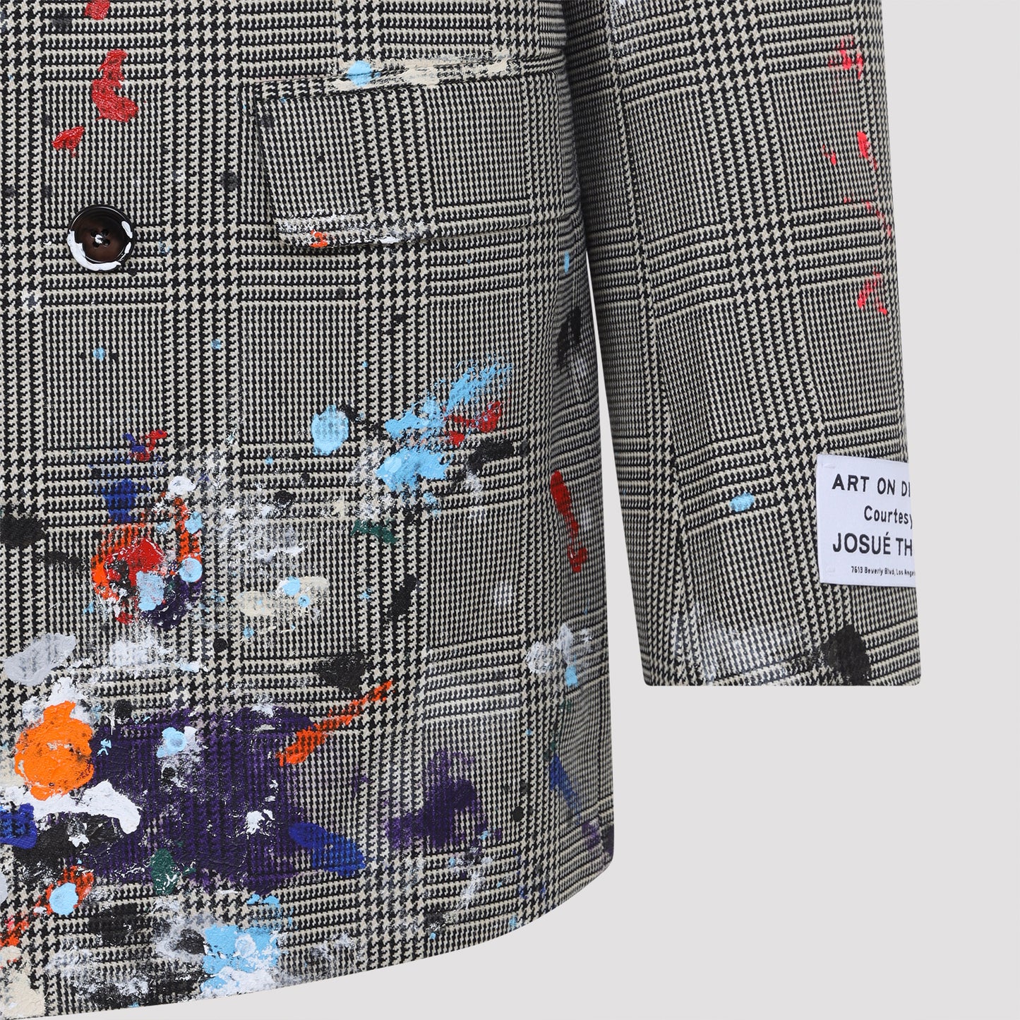 Classic Micro Houndstooth Grey Virgin Wool Double Breasted Coat