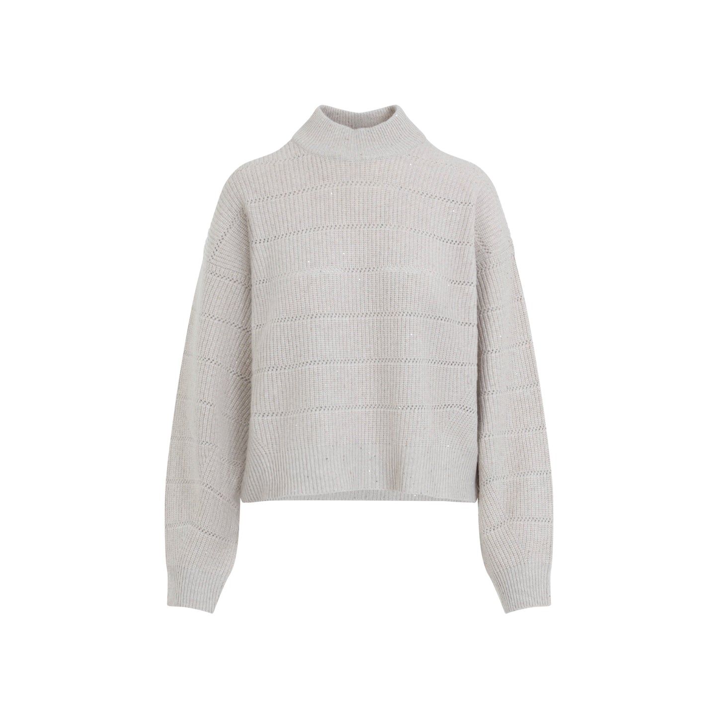 mock neck lana cashmire stripe pullover-image-2
