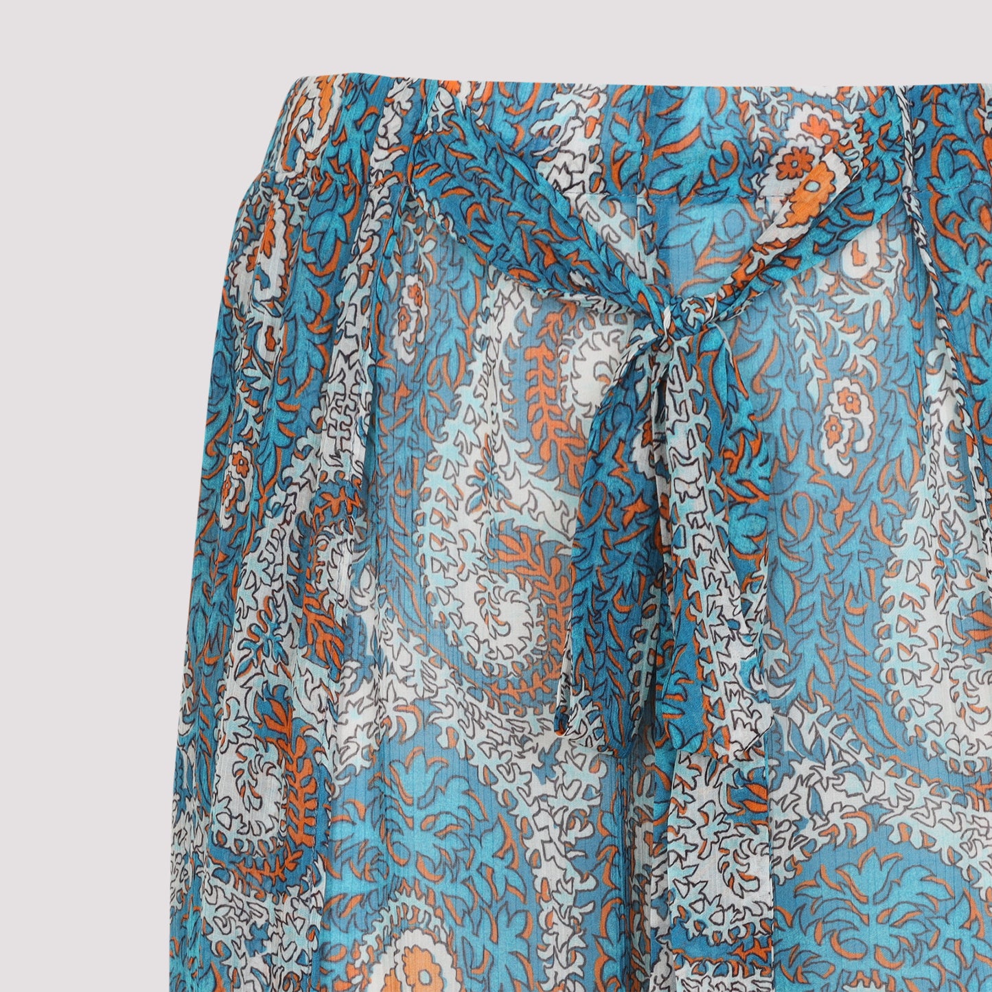 Blue Wide Leg Viscose Pants