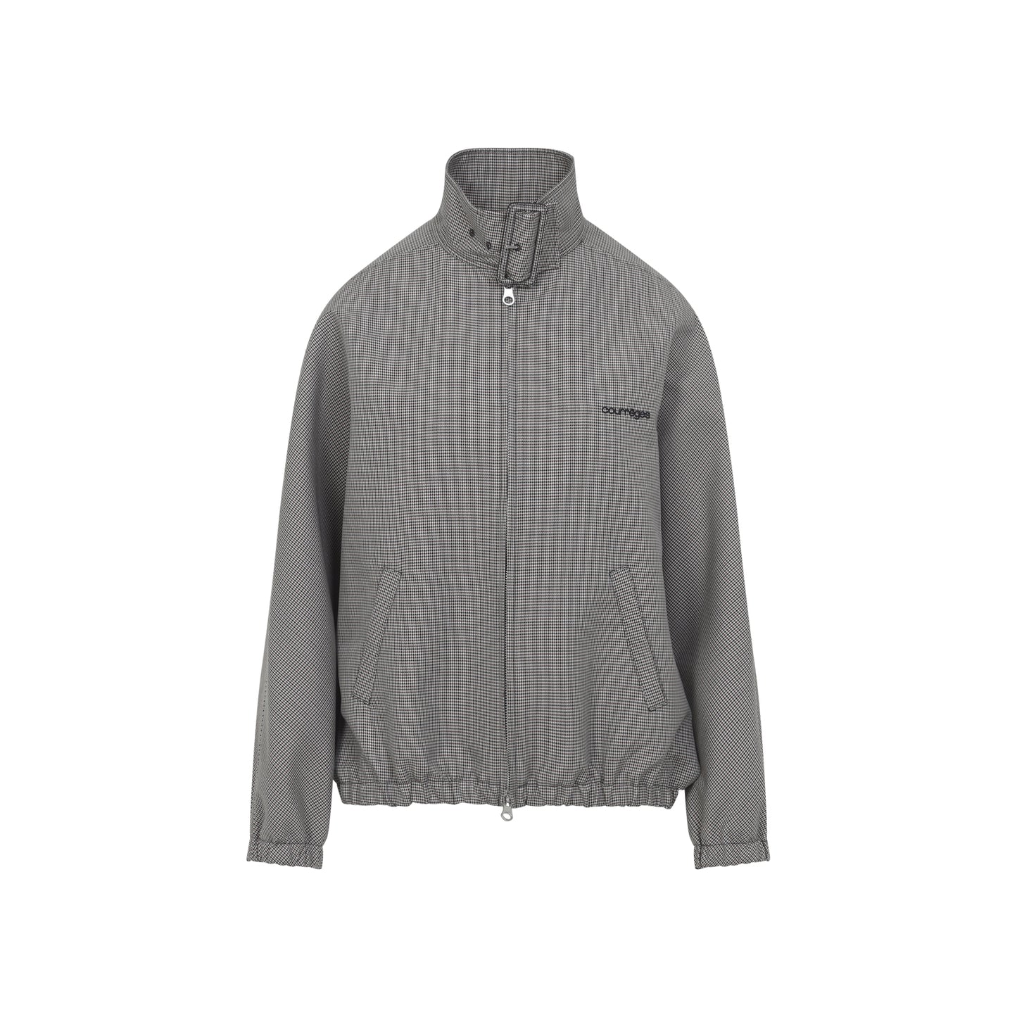 buckle houndstooth bomber jacket-image-2