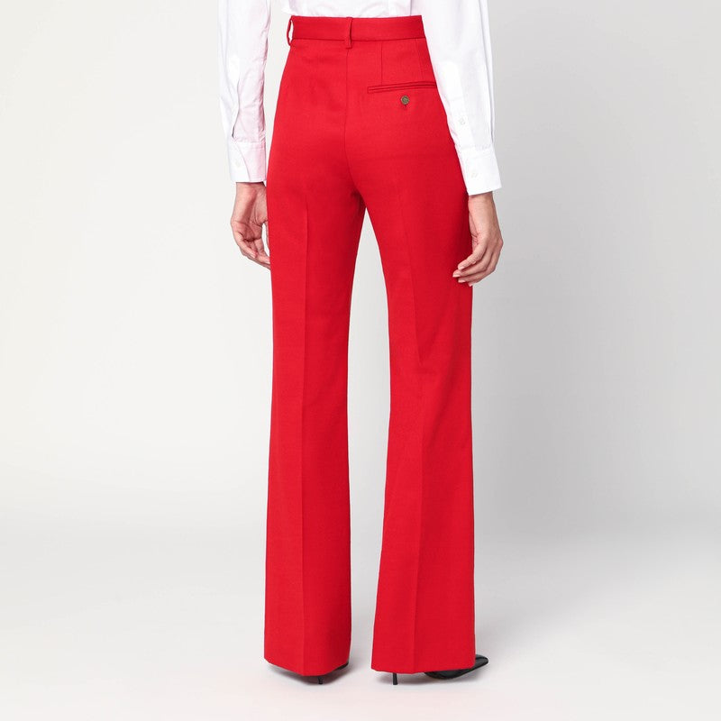 Red flared pants in wool