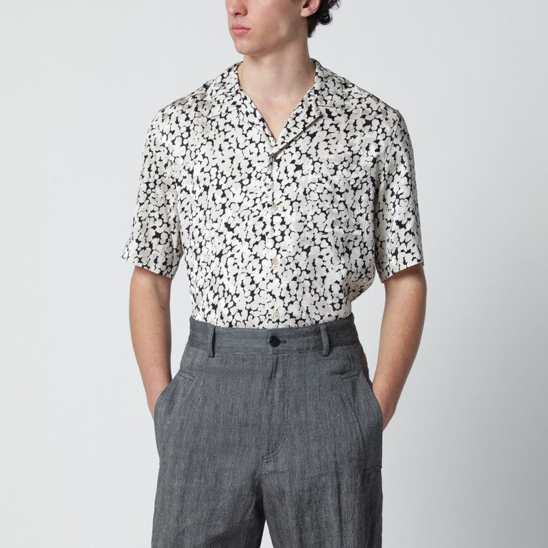 Viscose shirt with black/ecru pattern