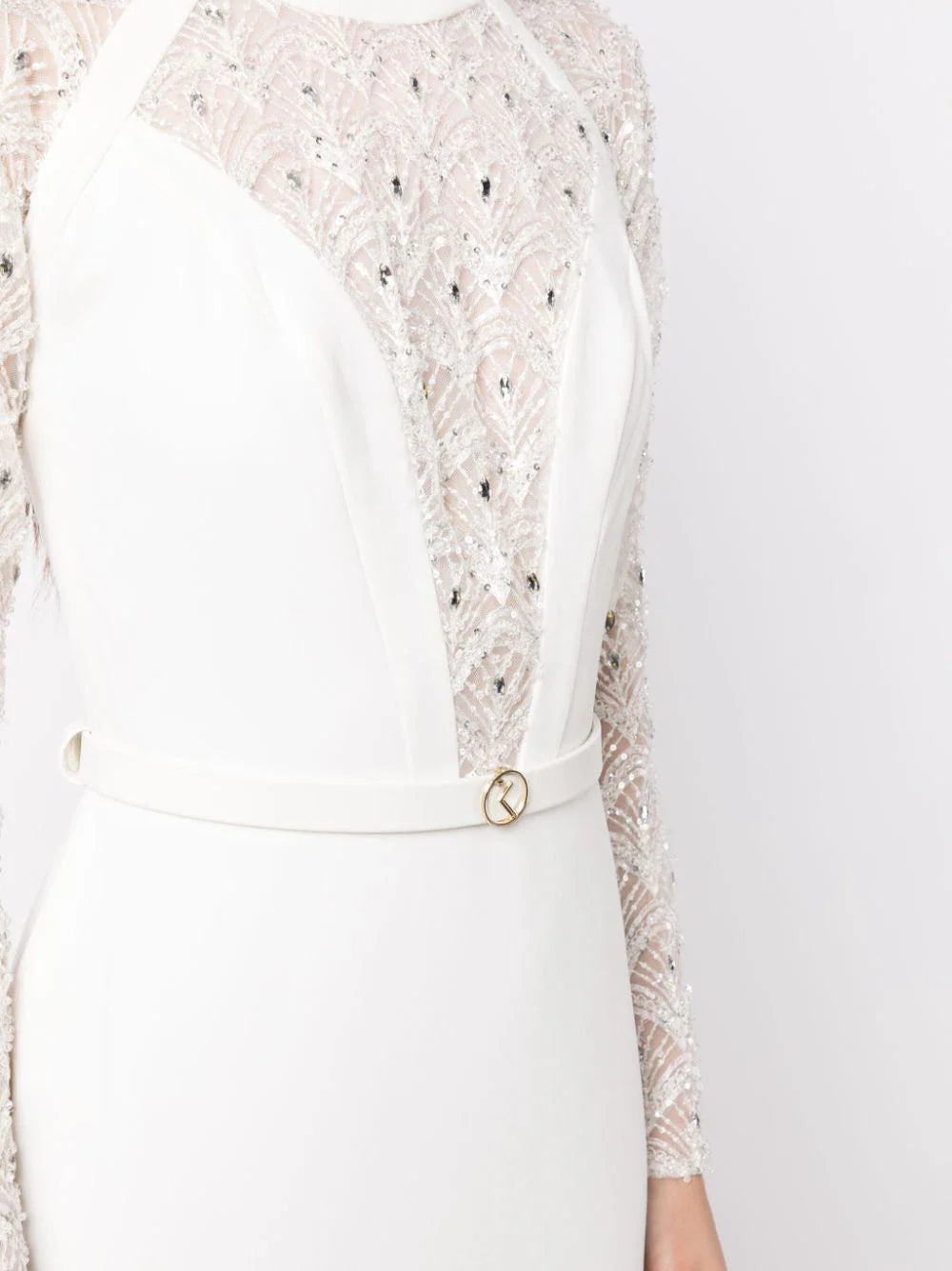 Beaded long crepe dress