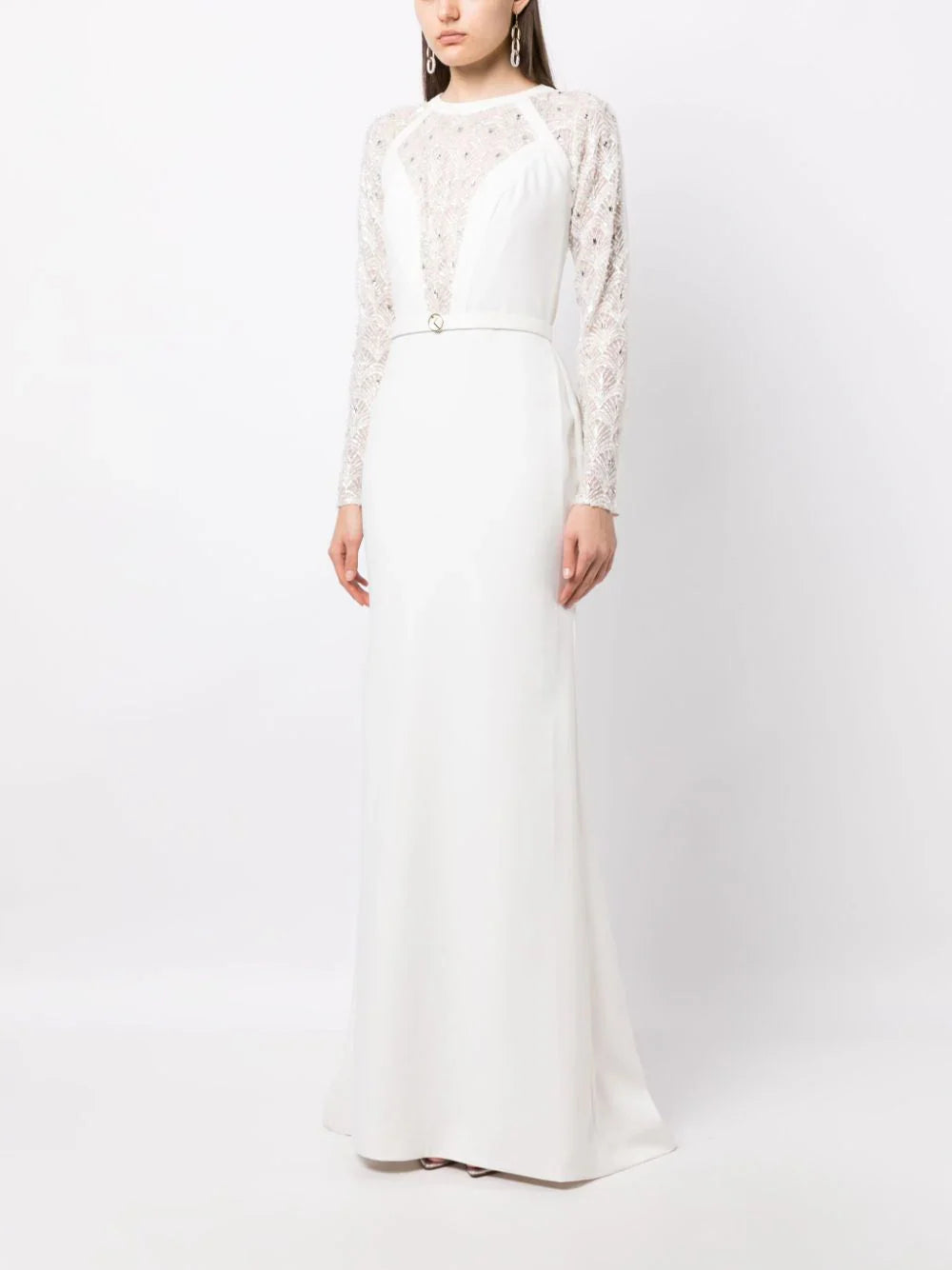 beaded long crepe dress-rtwss23-37offwhite40