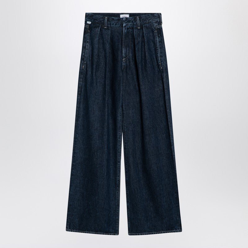 Dark Wide Jeans With Pleats